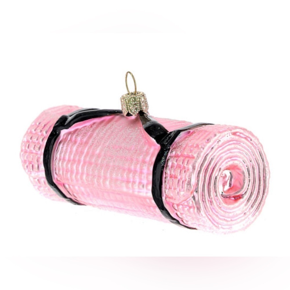 Anthropologie New Pink Yoga Mat Glass Ornament Rare Discontinued - Picture 3 of 9